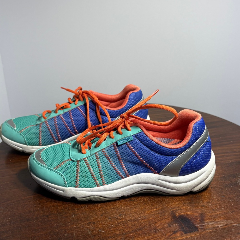 Vionic Alliance Walking Shoes Women 8 Blue Teal Orange Athletic Orthotic Support